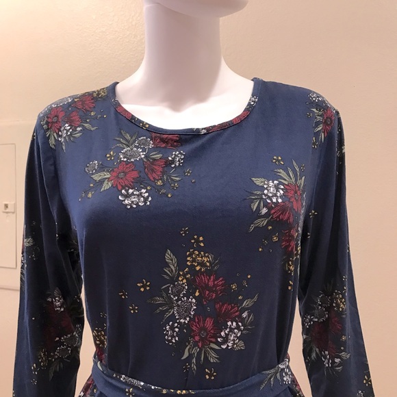 Dark Blue Floral Mini Dress Size XL - Picture 5 of 16